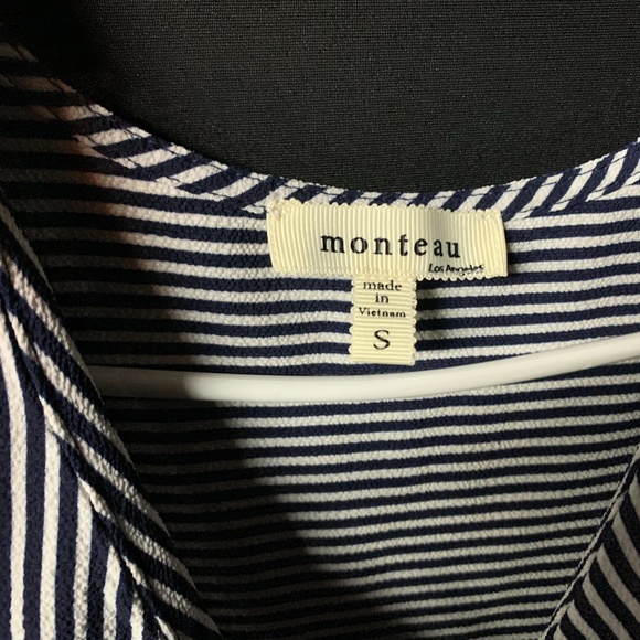 Monteau Striped Tie Front Ruffle Blouse Sailor - Picture 13 of 14